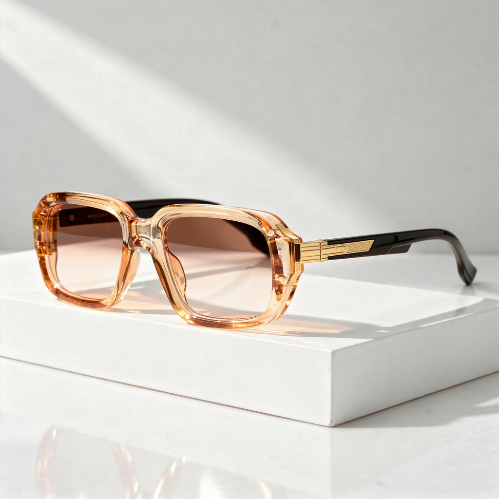 Sunglasses with a gradient lens on a white surface