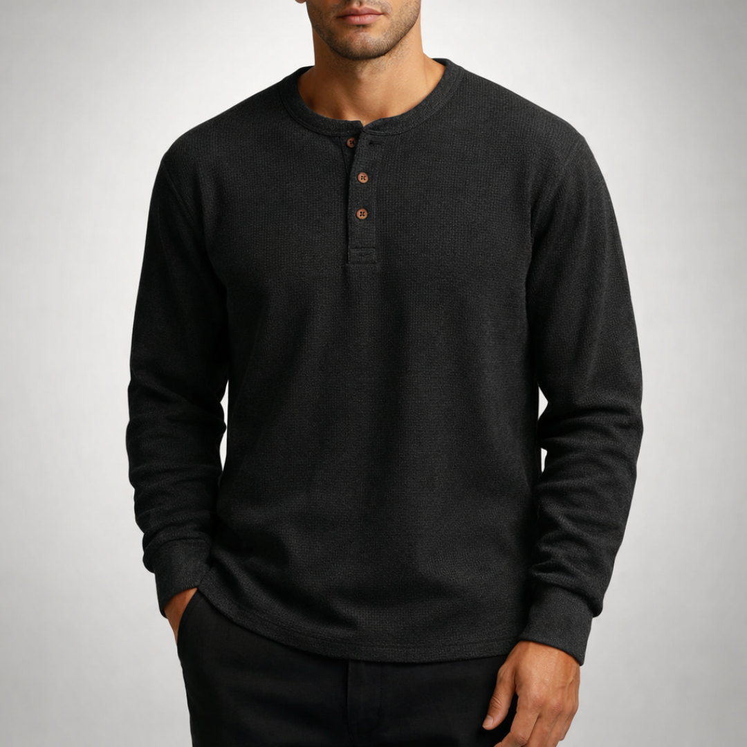 Westbrook Waffle Henley — lifestyle shot